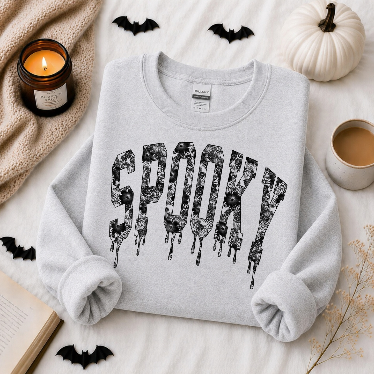 Spooky Dripping Lace Printed Sweatshirt