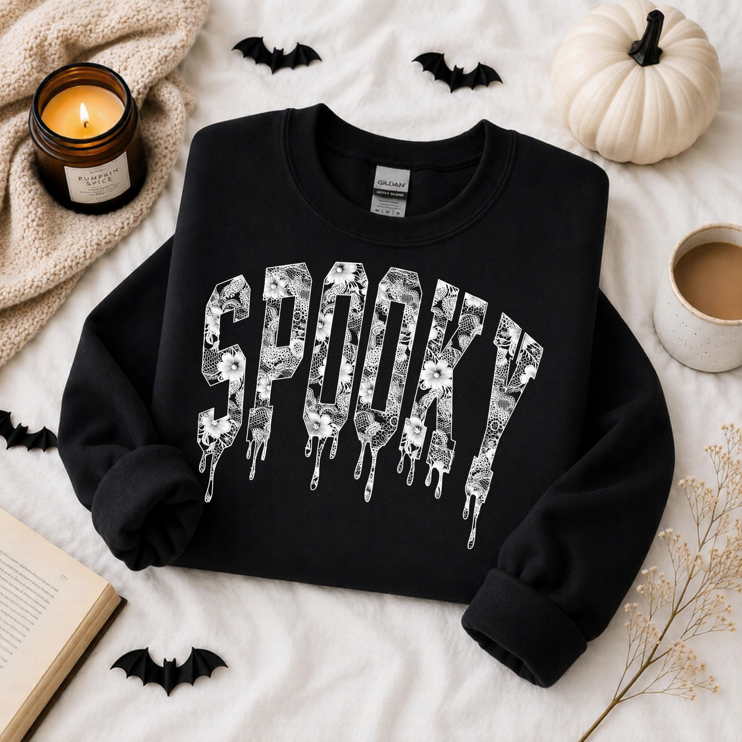 Spooky Dripping Lace Printed Sweatshirt