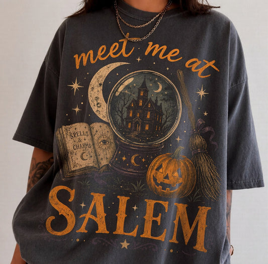 Meet Me in Salem Vintage Halloween Graphic T-Shirt