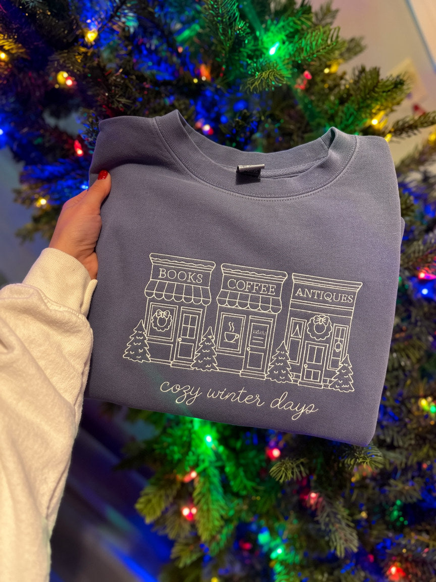 Cozy Winter Days Embroidered Sweater