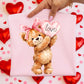 Coquette Teddy Bow & Love Heart Crewneck - Vintage Valentine Teddy Bear Sweatshirt
