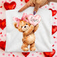 Coquette Teddy Bow & Love Heart Crewneck - Vintage Valentine Teddy Bear Sweatshirt