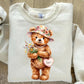 Vintage Watercolor Teddy Bear Floral Boquet Sweatshirt