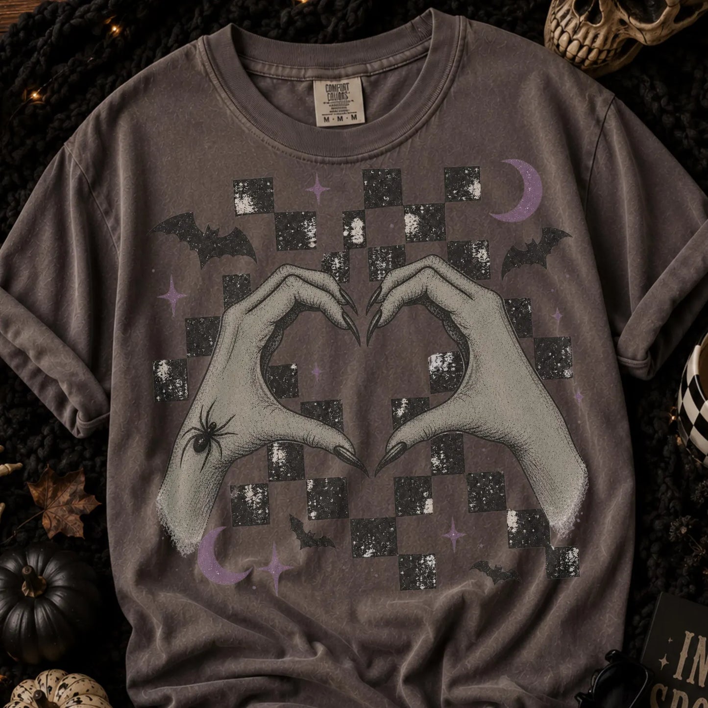 Spooky Heart Hands Halloween Graphic T-Shirt