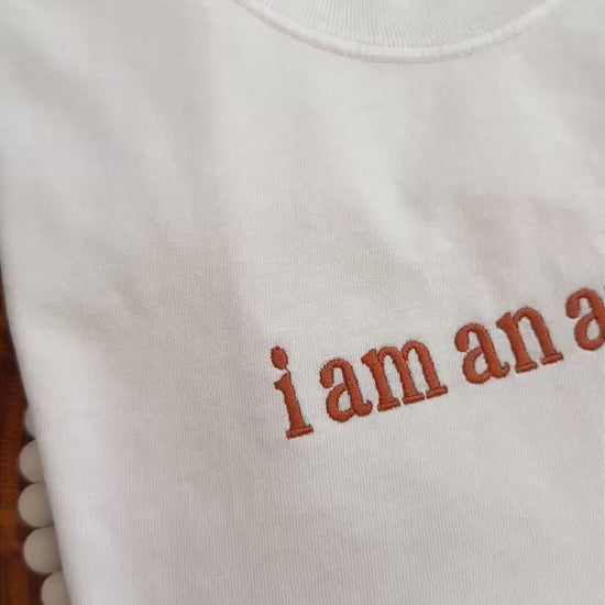 I am an autumn Gilmore Girls inspired embroidered tshirt. Autumn Fall Embroidered Tshirt
Stitching on a multi-needle embroidery machine by a local small canadian business