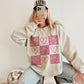 Coquette Bow & Heart Checkered Sweatshirt - Retro Valentine’s Day Crewneck