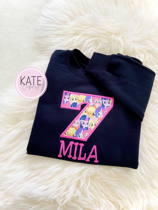 Personalized Birthday Applique Youth Sweater