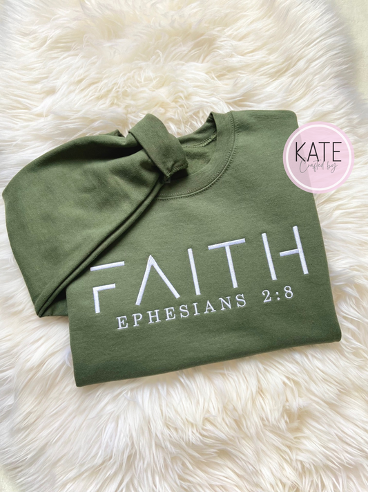 FAITH Ephesians 2:8 Embroidered Adult Sweater