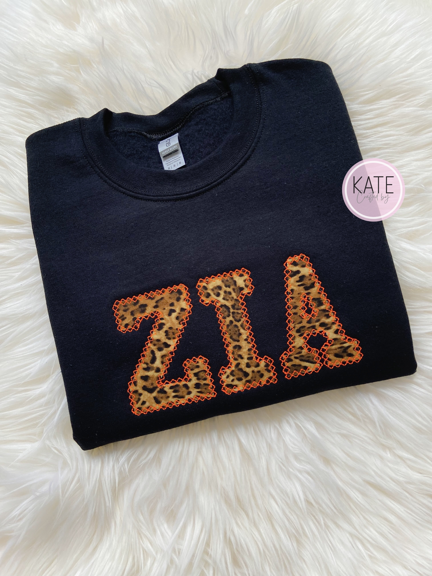 Cheetah Print Applique Embroidered Sweater