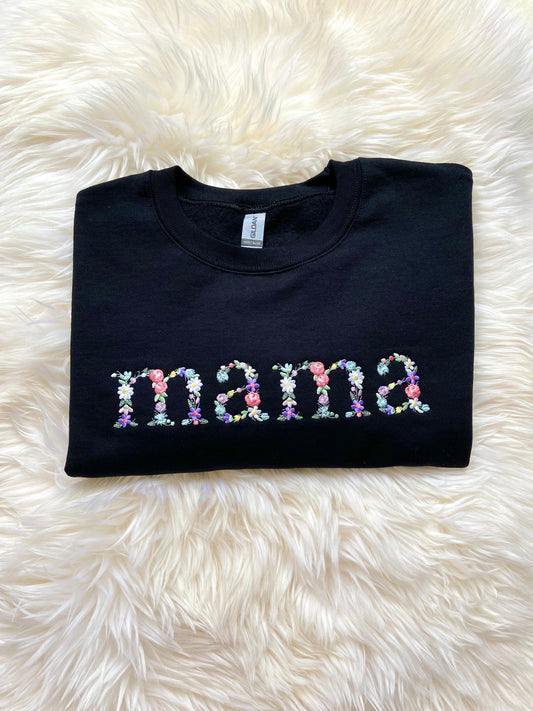 Floral mama Embroiderer Adult Sweater
